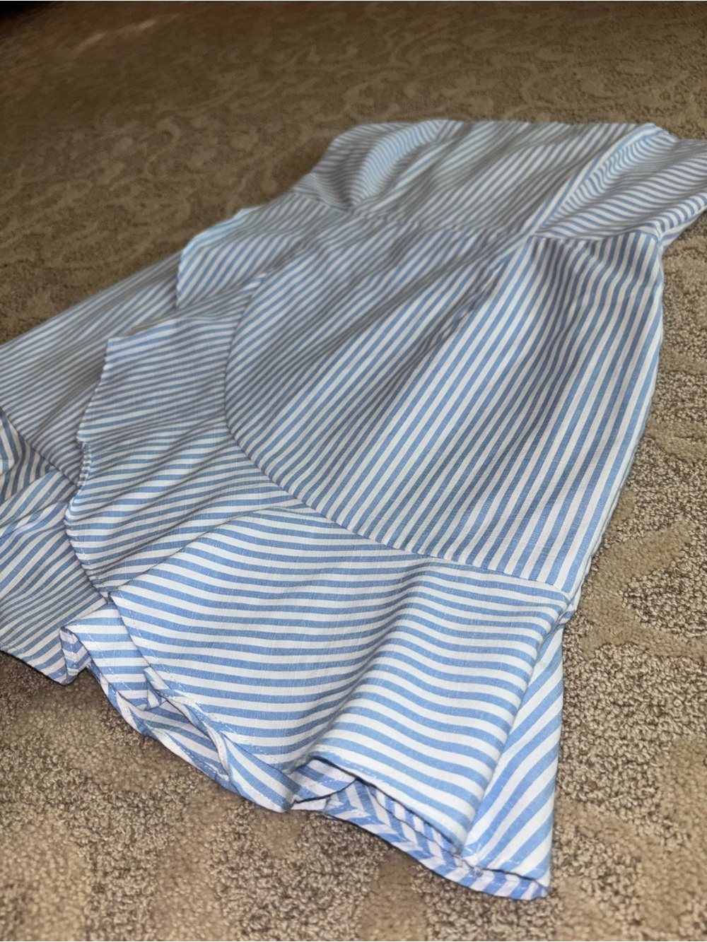 SUPERDOWN Light Blue Striped Ruffle Mini Dress - Picture 3 of 5